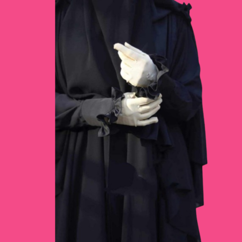 Elegant Black Layered Abaya with Niqab