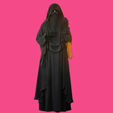 Mohuya Abaya Borkha Layered Abaya Set Abaya with Niqab