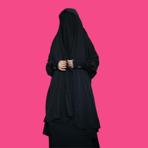Full-Coverage Layered Abaya Khimar Set Site Round Abaya With Niqab & Nospis Set The Abaya