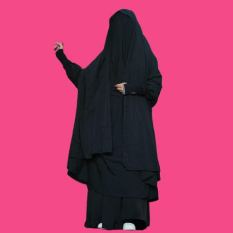 Full-Coverage Layered Abaya Khimar Set Site Round Abaya With Niqab & Nospis Set The Abaya