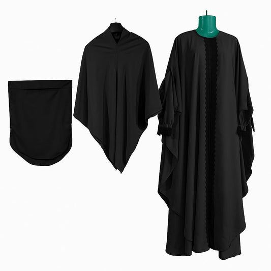Elegant 3-Piece Islamic Abaya Set with Khimar and Nospis