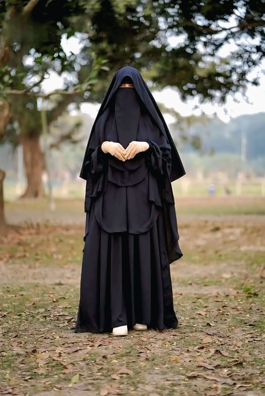 Full coverage hudi khimar premium abaya set black colour free size