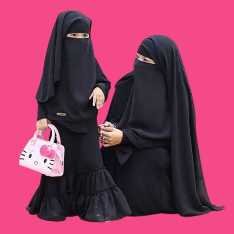 Mother-Daughter Abaya Combo Full Set With Abaya & Nikab