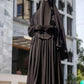 Exquisite Layered Ruffle Abaya in Imported SCH Cherry Fabric Full Set