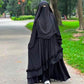 Exquisite Layered Ruffle Abaya in Imported SCH Cherry Fabric