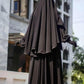 Exquisite Layered Ruffle Abaya in Imported SCH Cherry Fabric Full Set